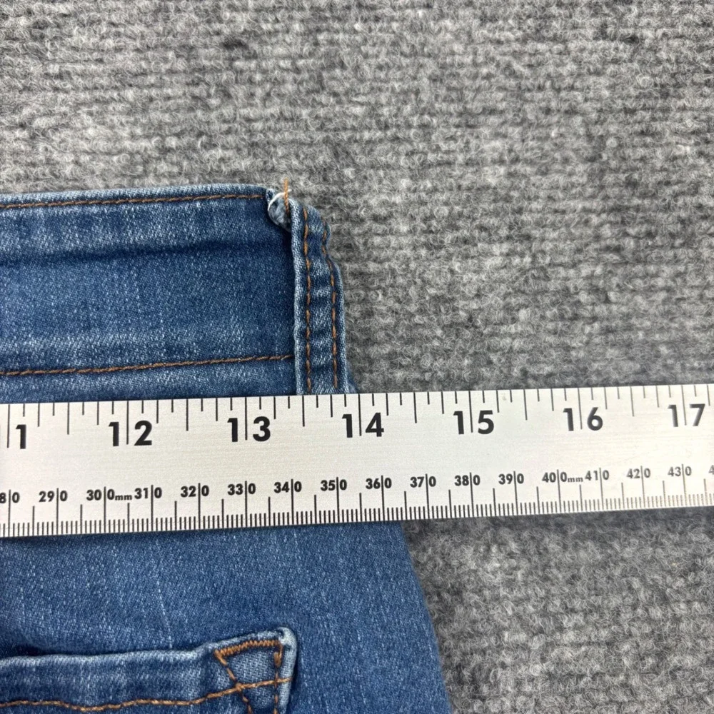 Sincerely Jules Flare Jeans 7/28 Blue Sailor‎ Button Raw Hem Womens